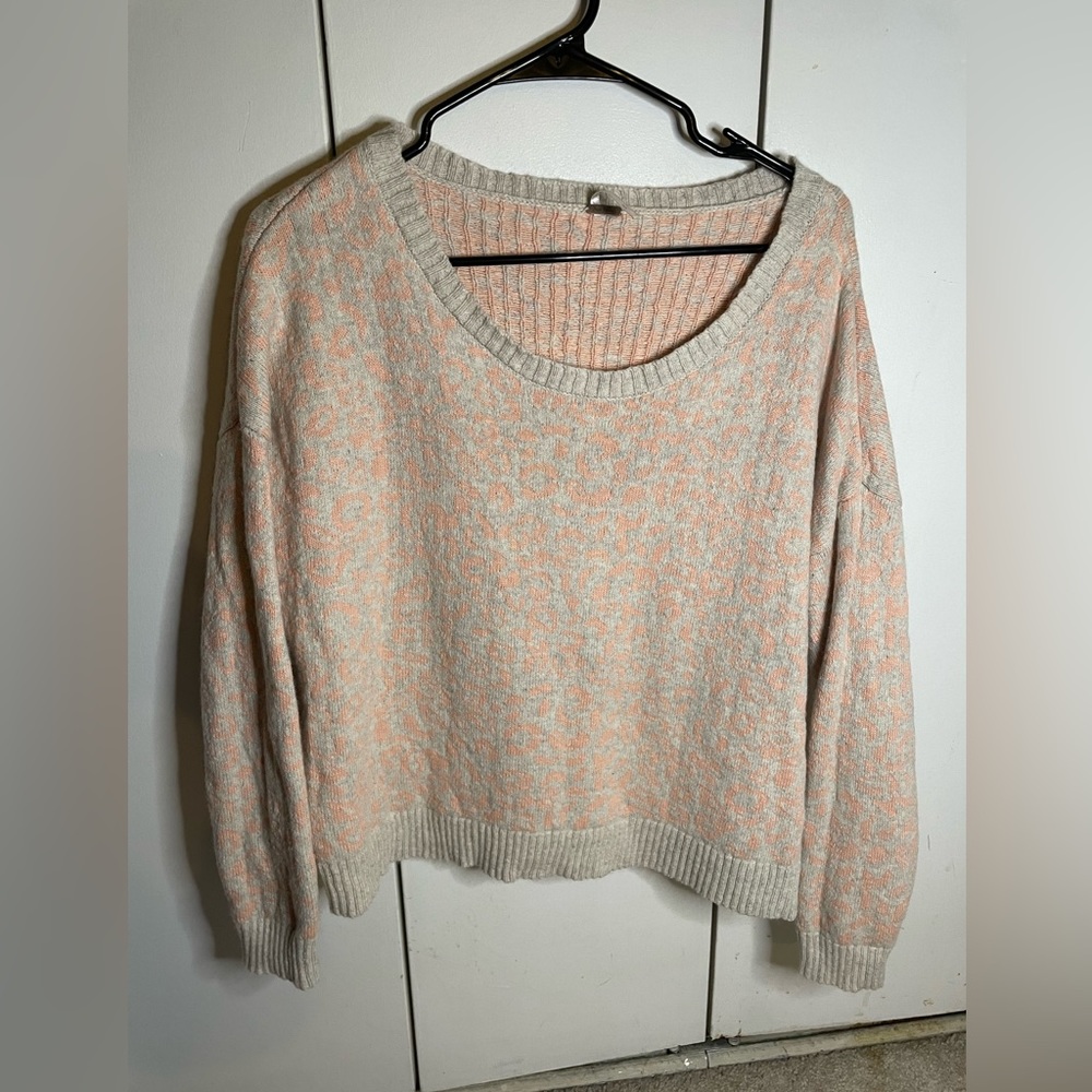 Free People Leopard Print Knit Sweater
